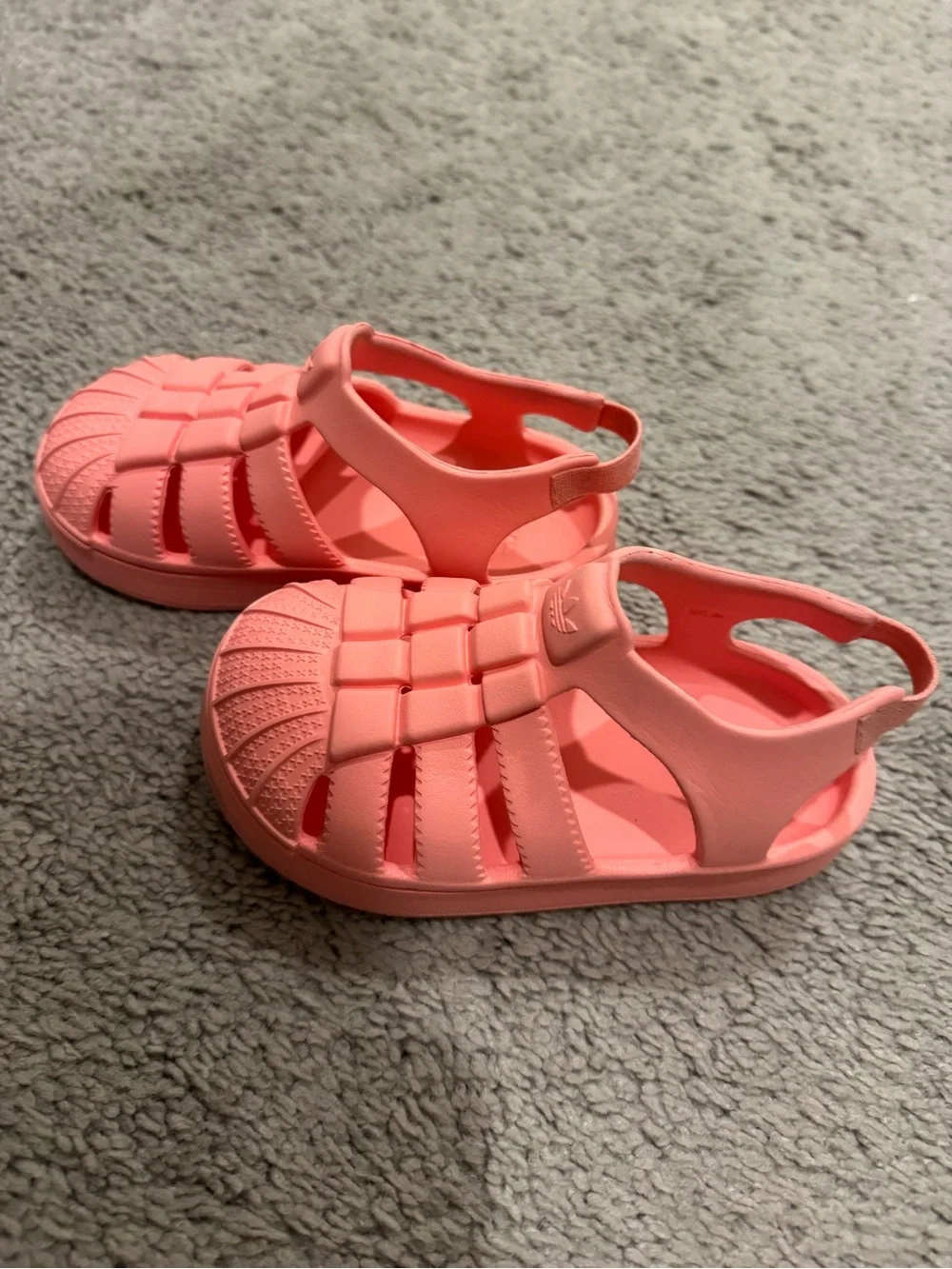 Adidas Kids Coral Pink Jelly Sandals - Slip-On Beach Shoes